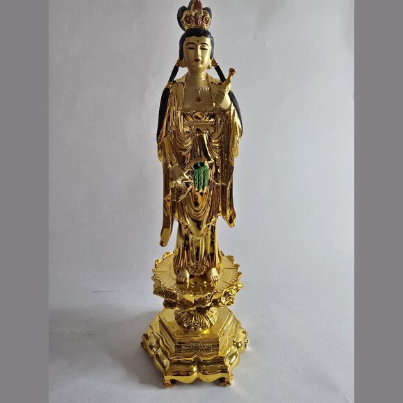 Rare Gorgeous Bronze Gilt Buddha Statue Set of 3 - Picture 5 of 10